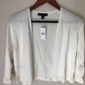 Ann Taylor NWT ivory ruffle hem crop cardigan
